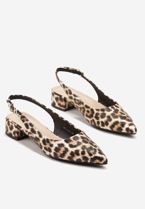 Panterkowe Sandały na Słupku Typu Slingback Odavine