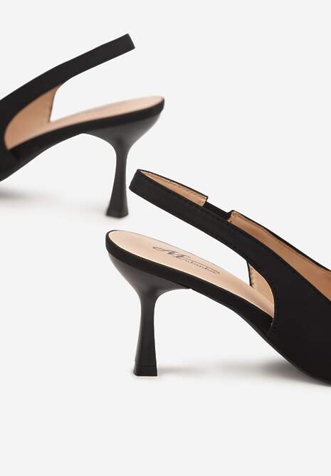 Czarne Sandały na Szpilce Typu Slingback Melovelle
