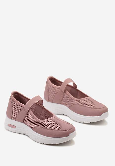 Różowe Tenisówki na Płaskiej Podeszwie z Perforacją i Elastyczną Wstawką Xolema