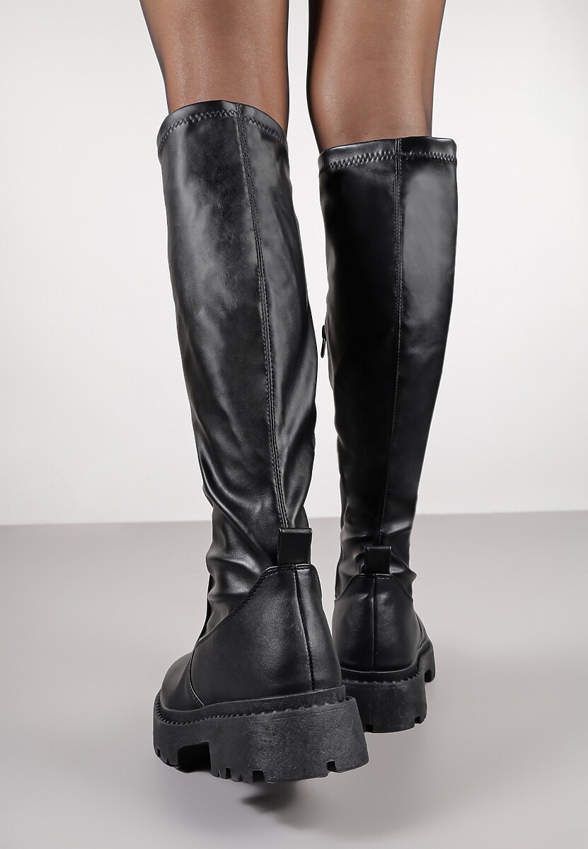 Czarne Kozaki Vices z Przylegającą Cholewką w Klasycznym Stylu Olexina