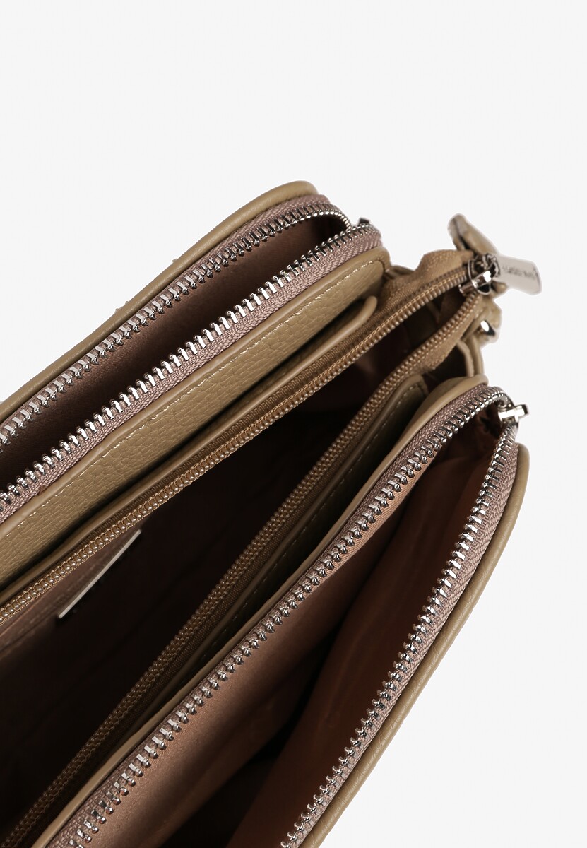 Ciemnobeżowa Torebka Ozdobiona Metaliczną Aplikacją Tanarata