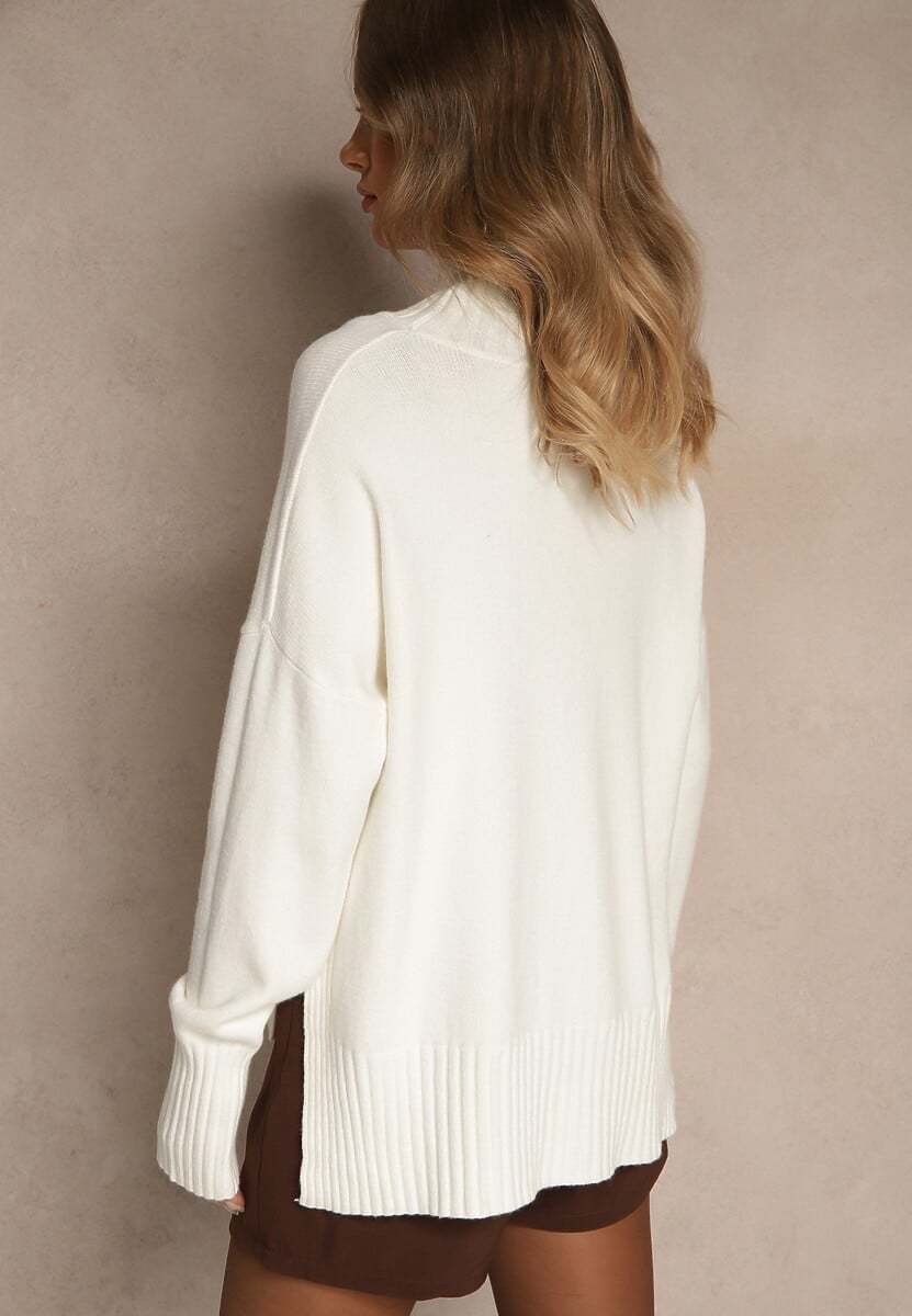 Biały Gładki Golf Casual Ralloria