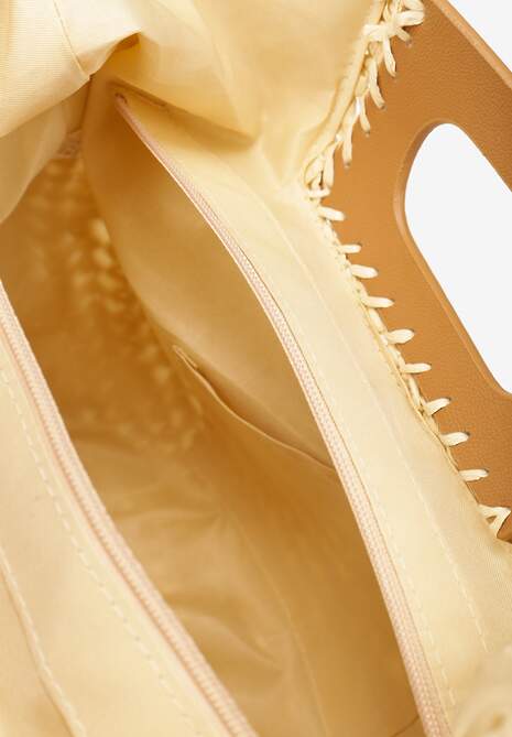 Jasnobeżowa Torebka na Ramię w Stylu Boho z Regulowanym Paskiem Arpive