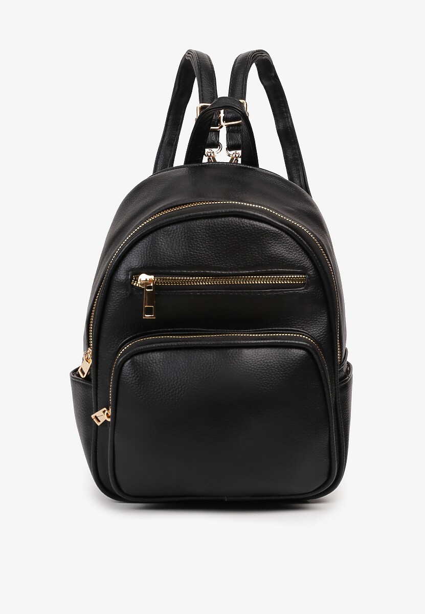 Czarny Plecak Ozdobiony Suwakami z Odpinanymi Paskami z Regulacją Nelmira