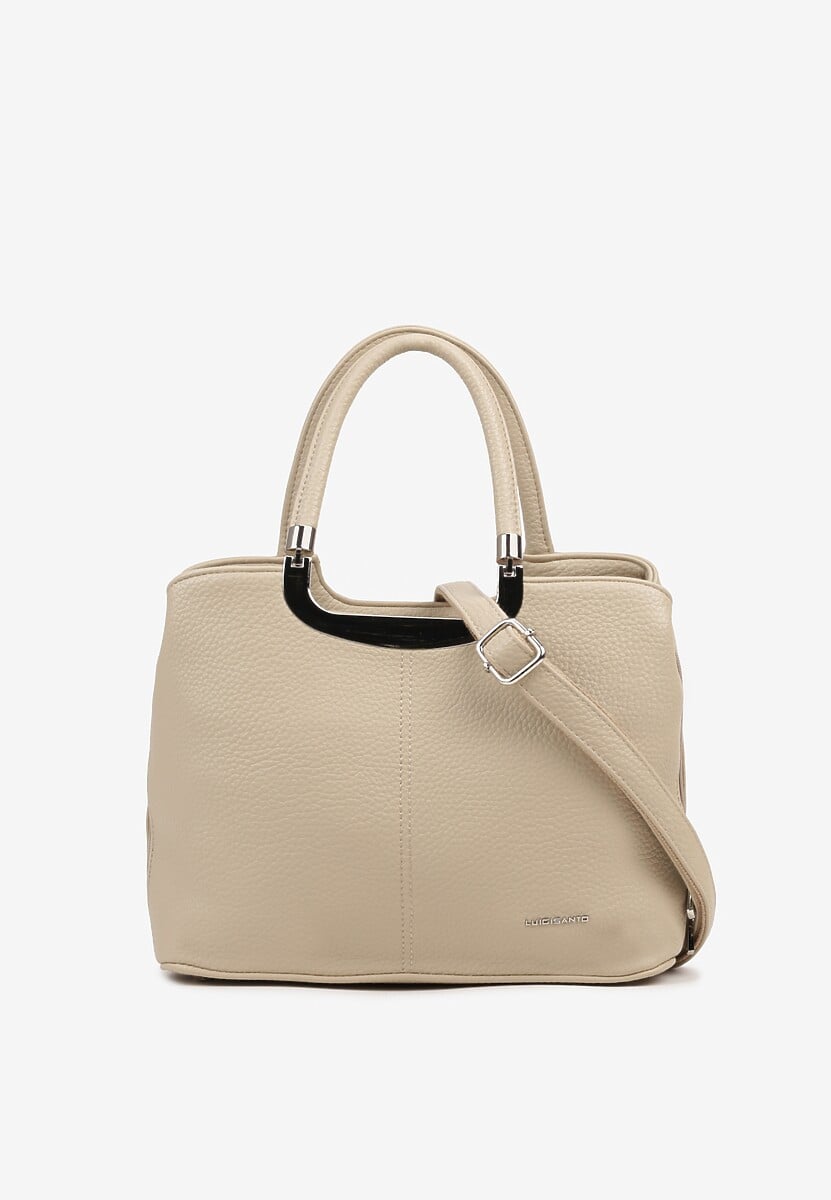 Beżowa Prostokątna Torebka Klasyczna z Paskiem i Rączką Clarilou