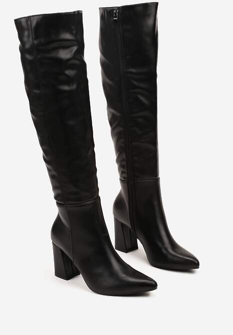 Czarne Kozaki Vices na Stożku ze Szpiczastym Noskiem Asarrise