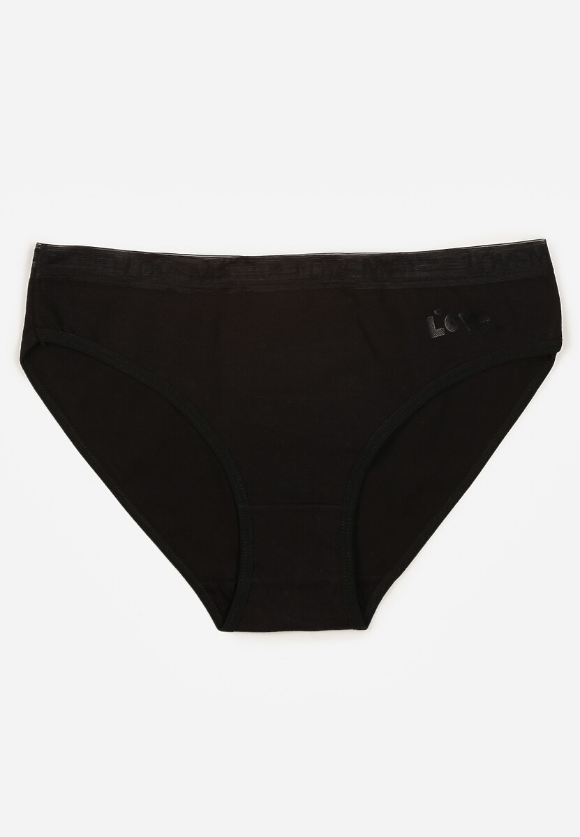 Czarne Majtki Figi z Bawełny z Napisem Love Adririn