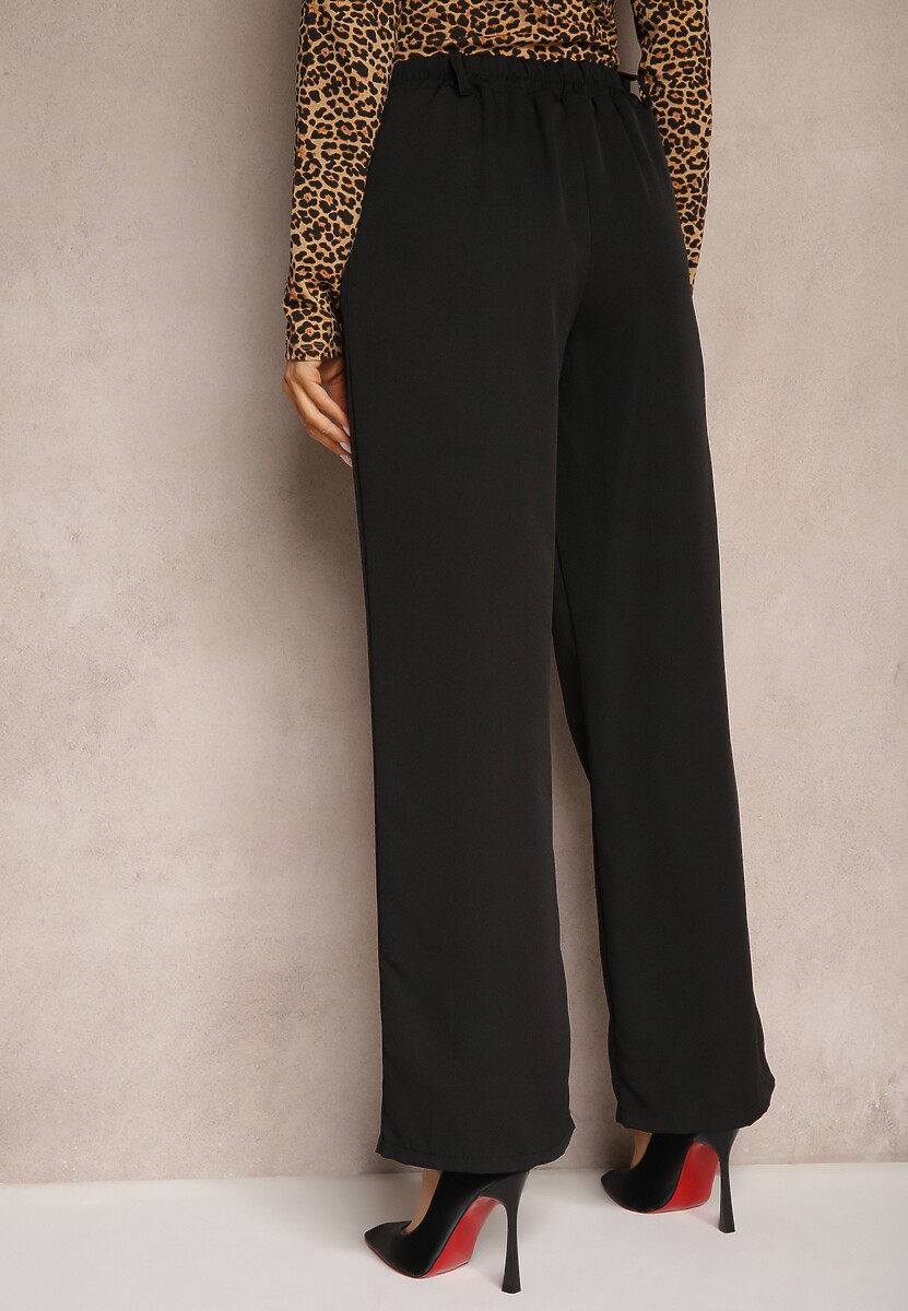 Czarne Spodnie Szerokie High Waist Gaye