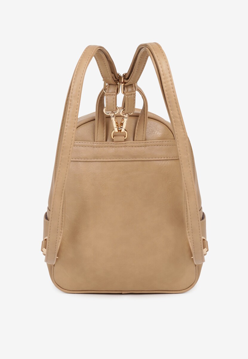 Ciemnobeżowy Plecak z Ozdobnymi Suwakami Baniellea