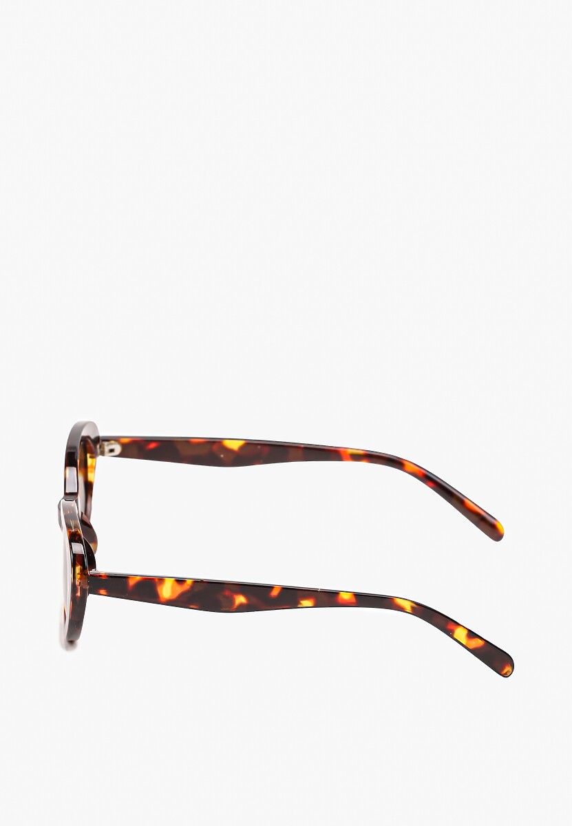 Brązowo-Beżowe Okulary Przeciwsłoneczne o Wąskim Zaokrąglonym Kształcie Xandalea