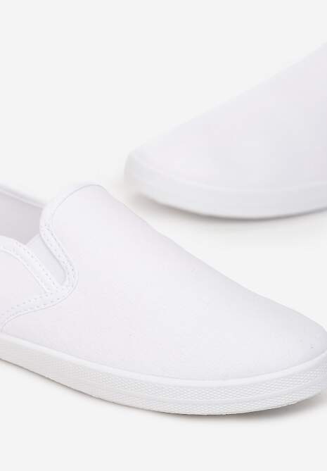 Białe Materiałowe Tenisówki na Elastycznej Podeszwie Aishani