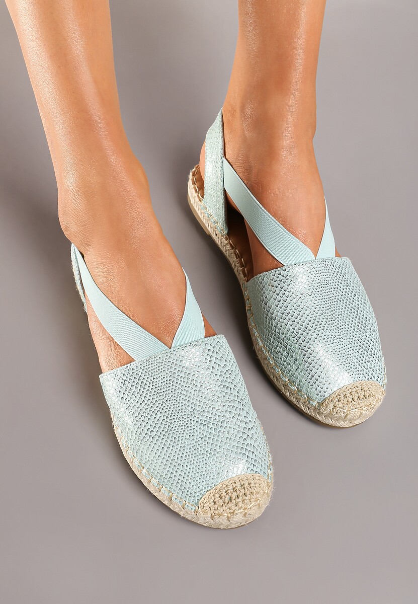 Jasnozielone Espadryle z Ekoskóry na Płaskiej Podeszwie Cecilas