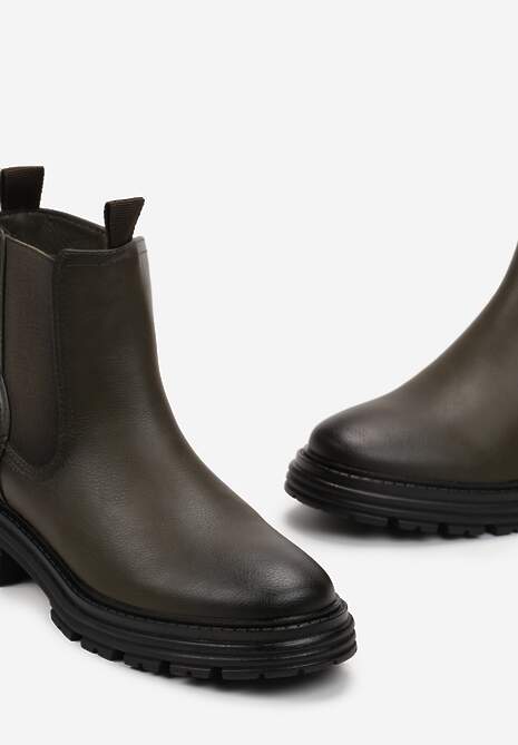 Zielone Botki z Elastyczną Gumką na Cholewce za Kostkę Koppe