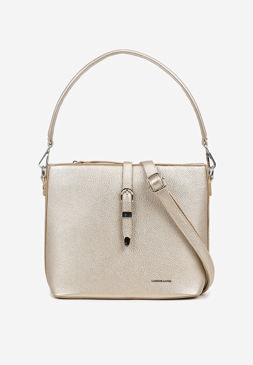 Złota Torebka na Ramię Ozdobiona Paskiem Tanaviana