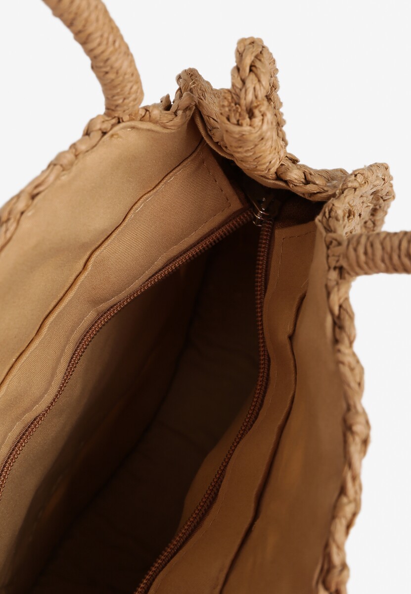 Ciemnobeżowa Torebka z Plecionki o Okrągłym Kształcie Felumea