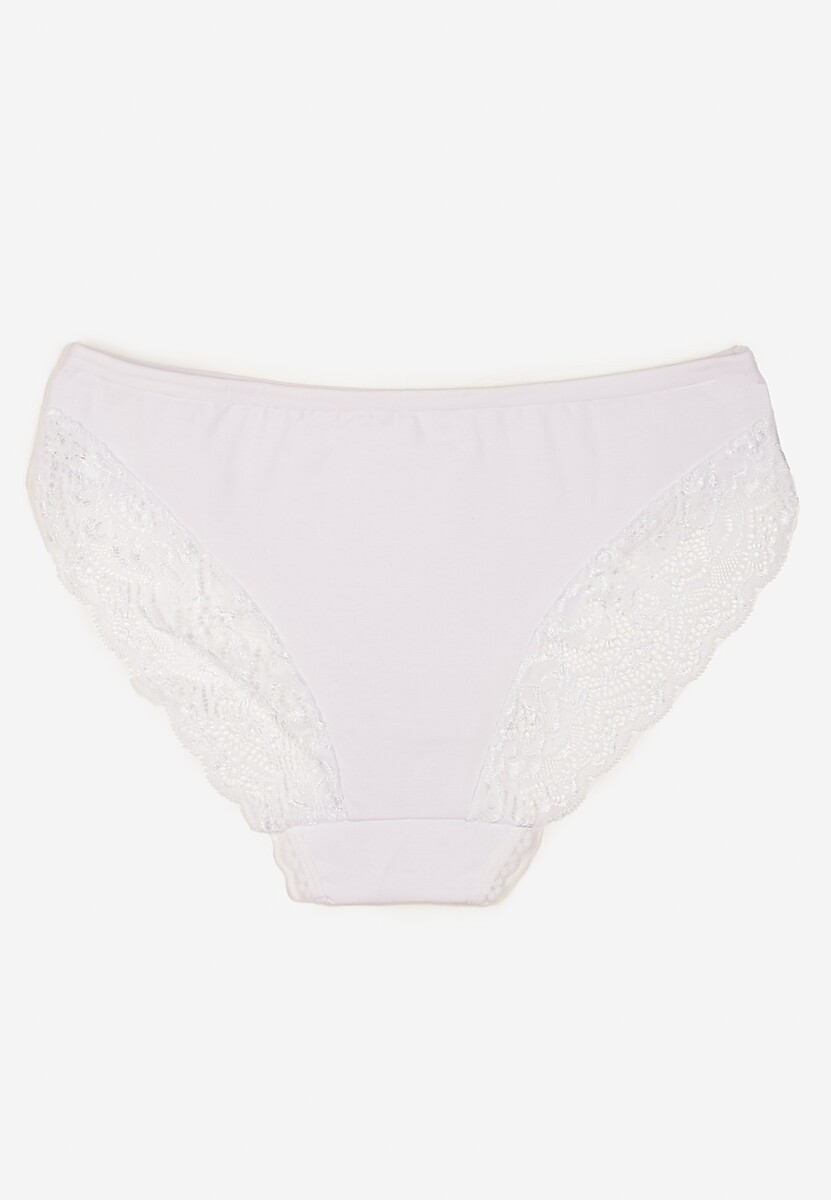 Białe Majtki Figi z Koronkowymi Wstawkami Amiora