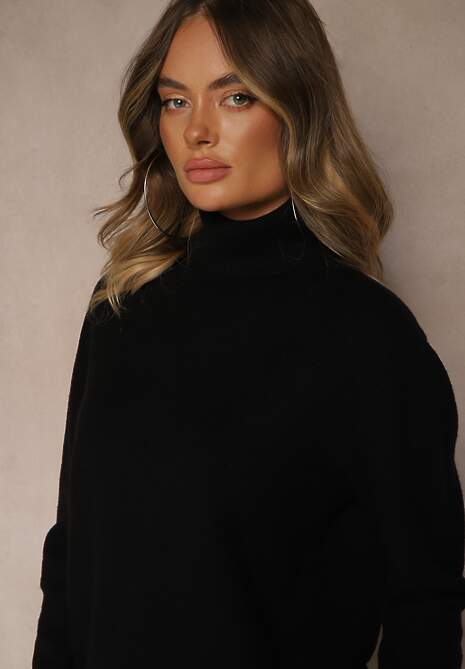 Czarny Golf z Wełną i Wiskozą Olmeze