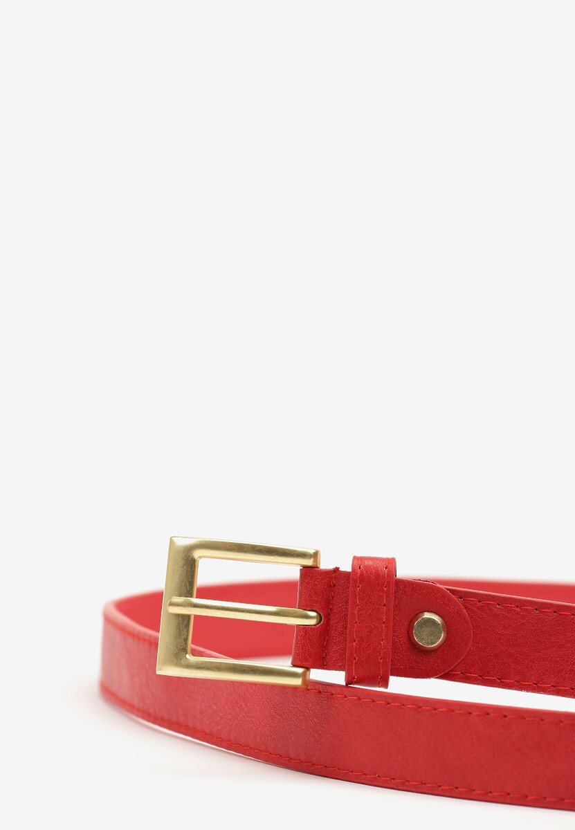 Czerwony Pasek Ozdobiony Metalową Klamrą Nairavina