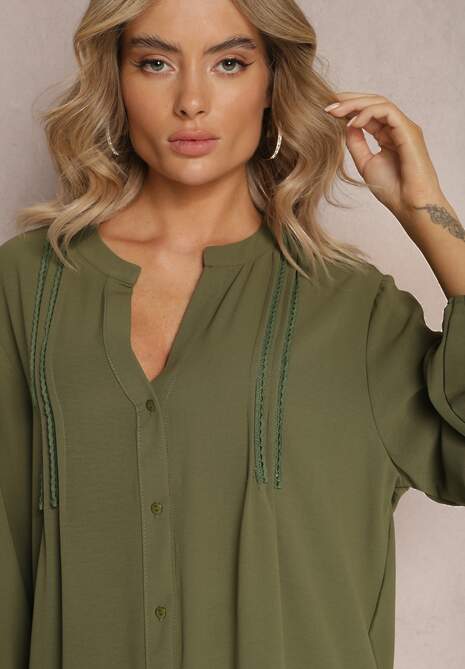 Jasnozielona Koszulowa Sukienka Mini Galdra