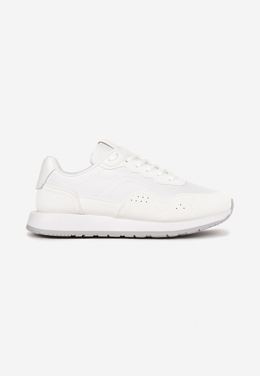 Białe Sneakersy Zdobione Wstawkami z Imitacji Skóry Fayela