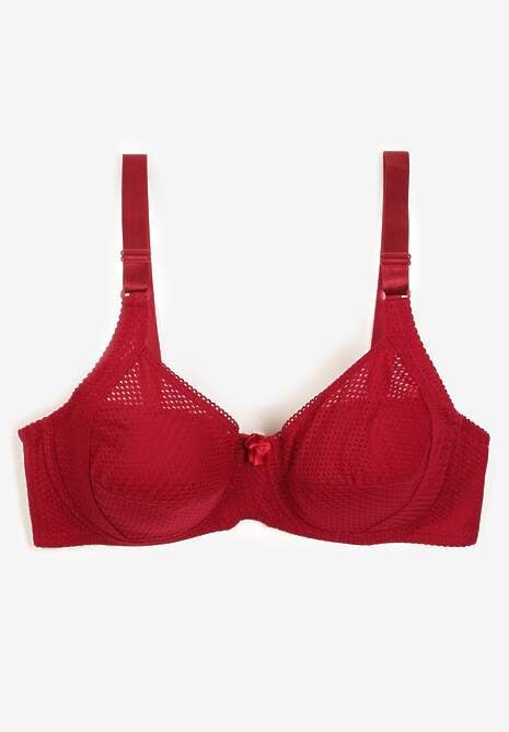 Bordowy Biustonosz Ozdobiony Perforacją o Kroju Full Cup Erreviana