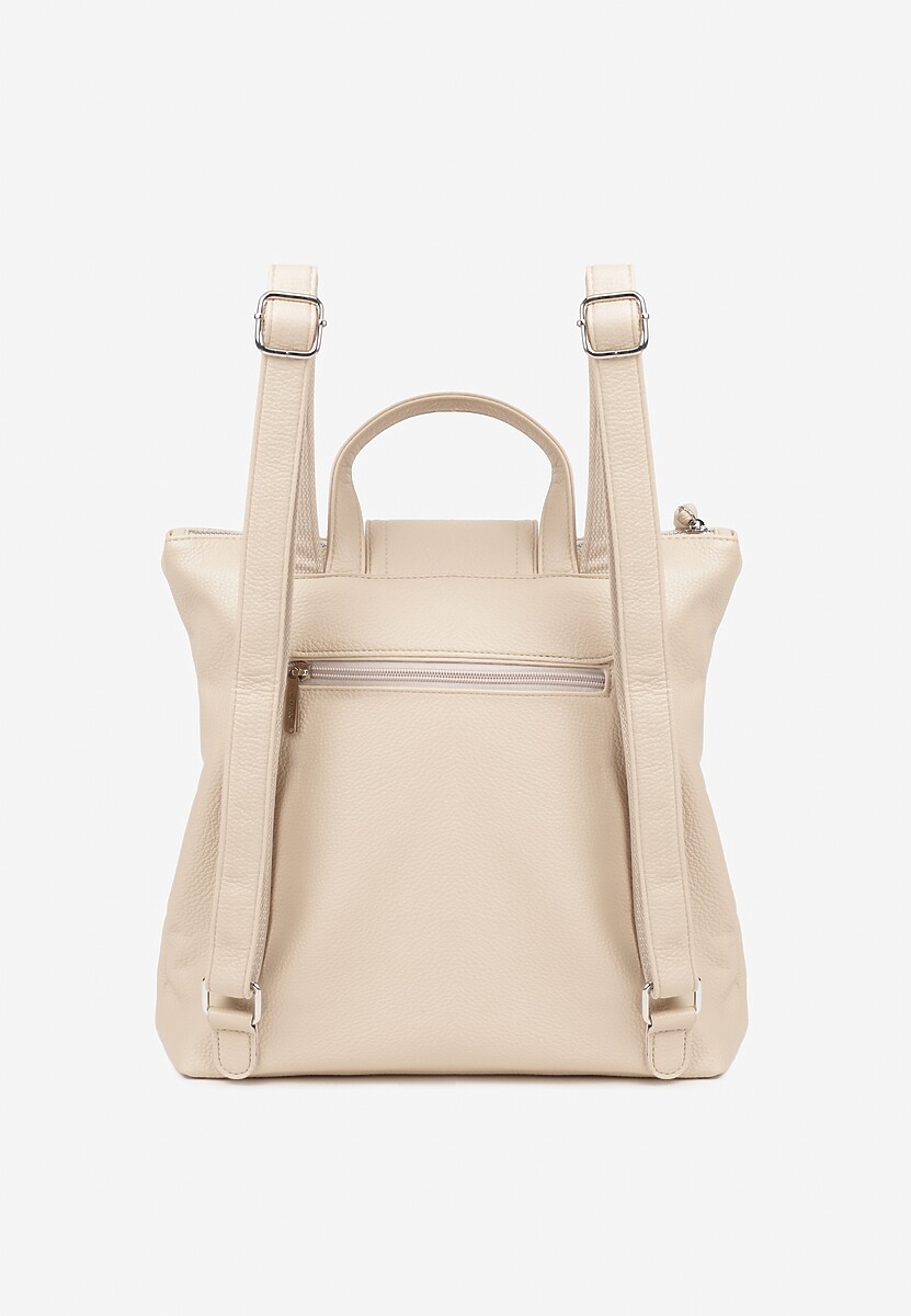 Jasnobeżowy  Plecak z Ozdobnym Suwakiem Rivzedi
