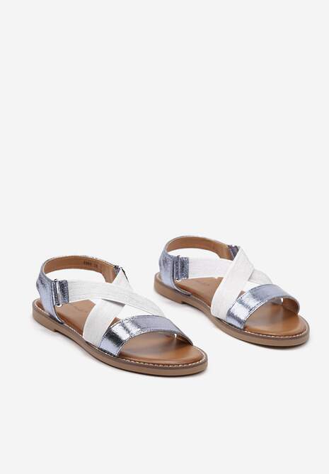 Niebieskie Sandały Wsuwane z Metaliczną Nicią Hatori