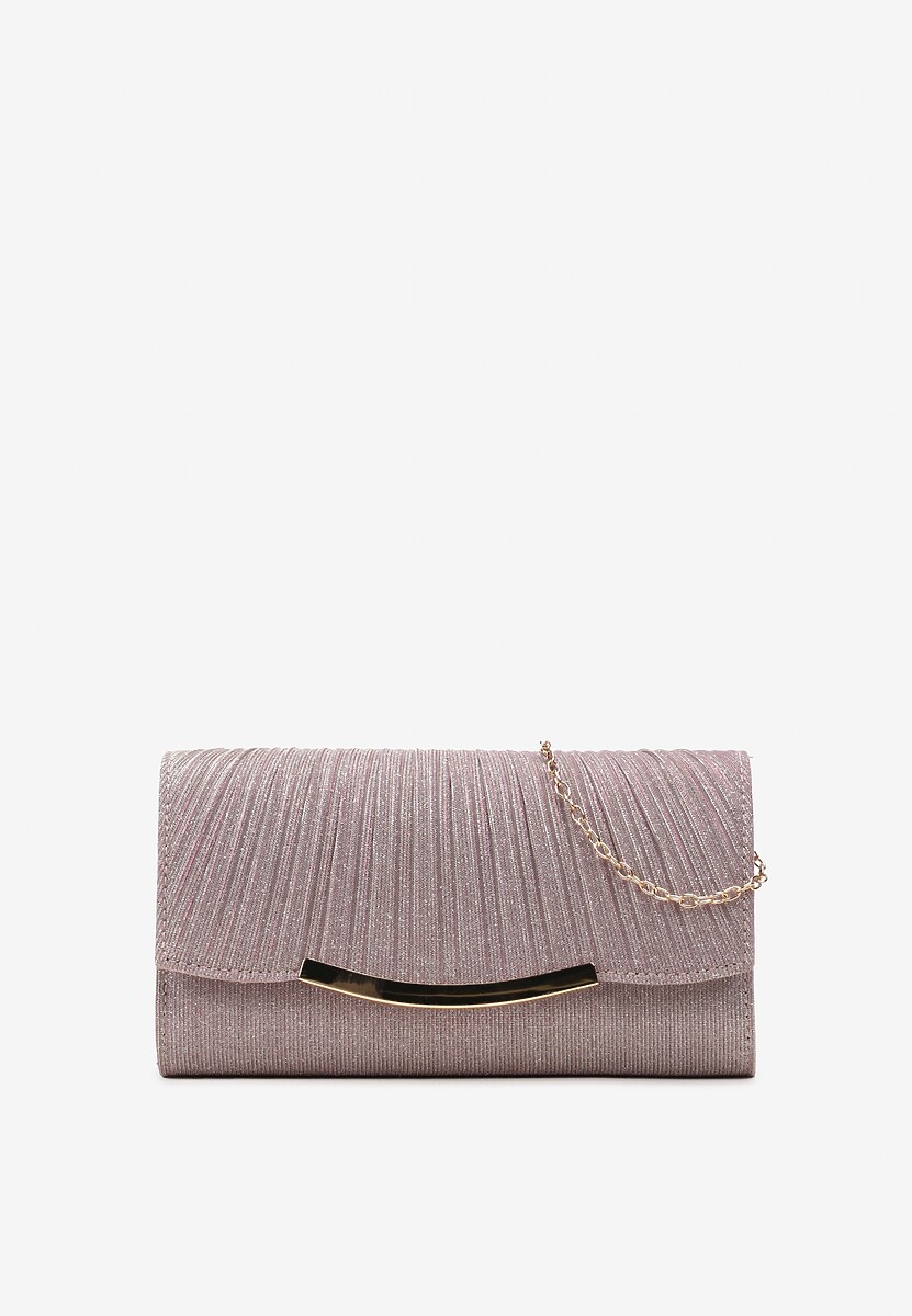 Czarna Brokatowa Torebka Kopertówka z Marszczeniem Ombara