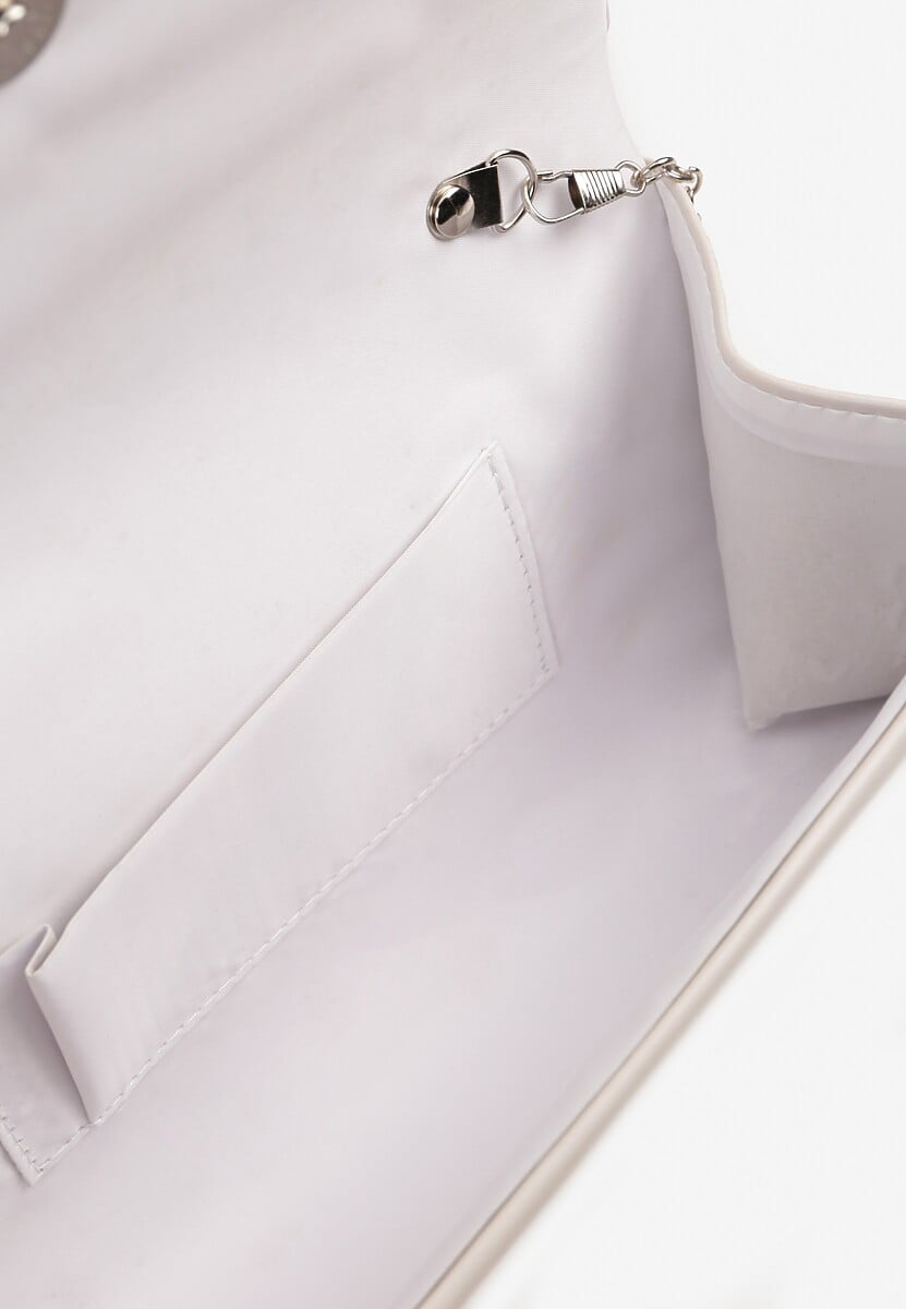 Biała Klasyczna Torebka Kopertówka z Odpinanym Łańcuszkiem Rinithara
