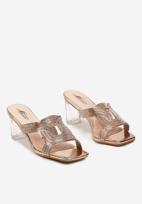 Szampańskie Klapki z Transparentnym Słupkiem i Cyrkoniami Valmara