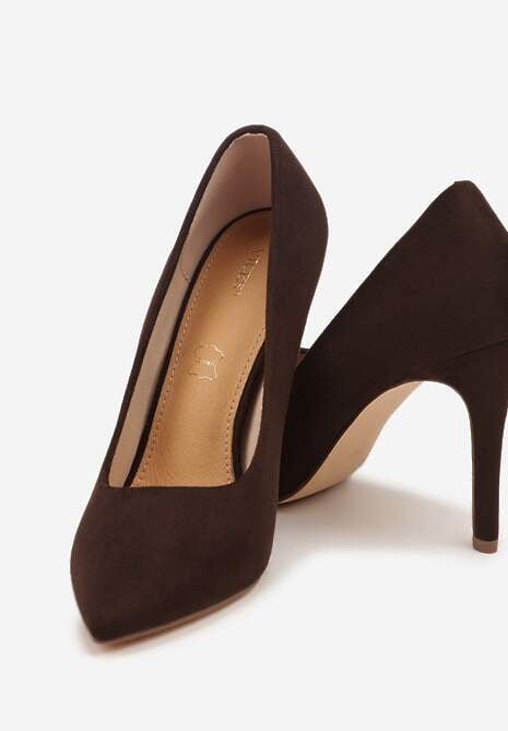 Brązowe Szpilki Vices ze Skórzaną Wkładką w Klasycznym Stylu Vennael