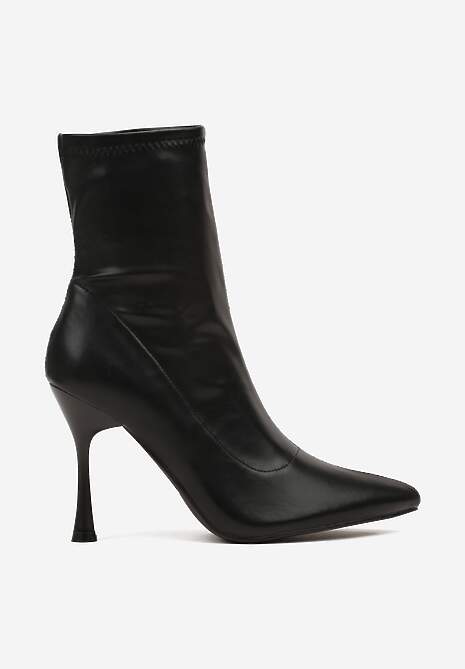 Czarne Elastyczne Botki Vices na Klepsydrowym Obcasie Noraye