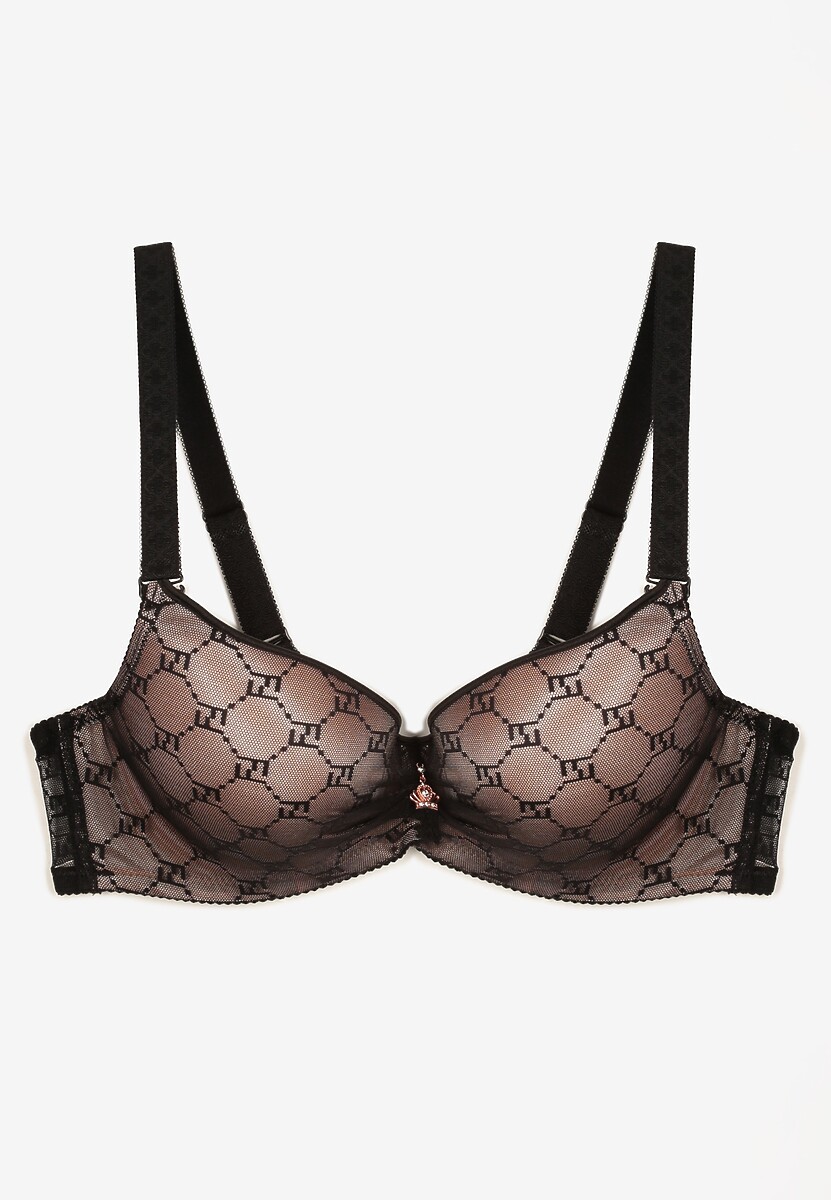 Czarno-Beżowy Biustonosz Gładki z Usztywnieniem Henena