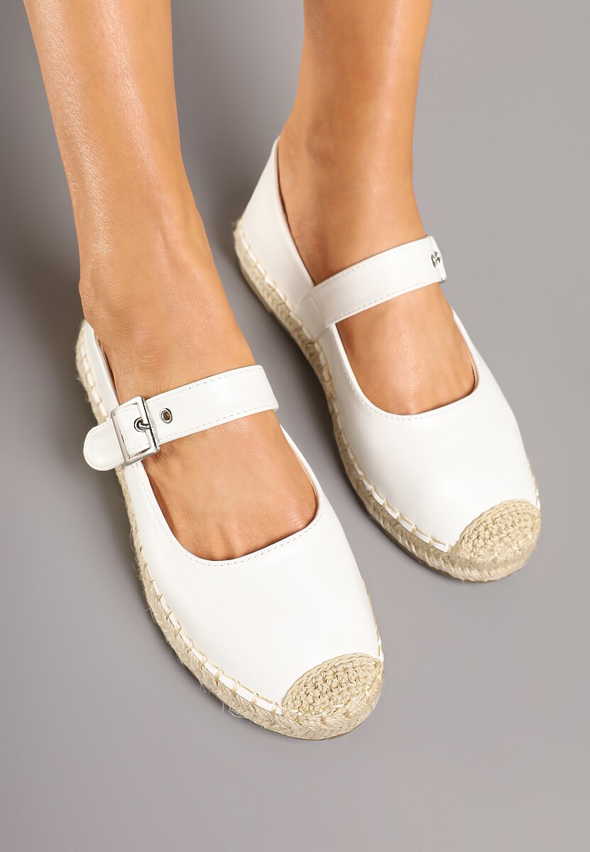 Białe Espadryle z Plecionką i Paskiem Galvesis