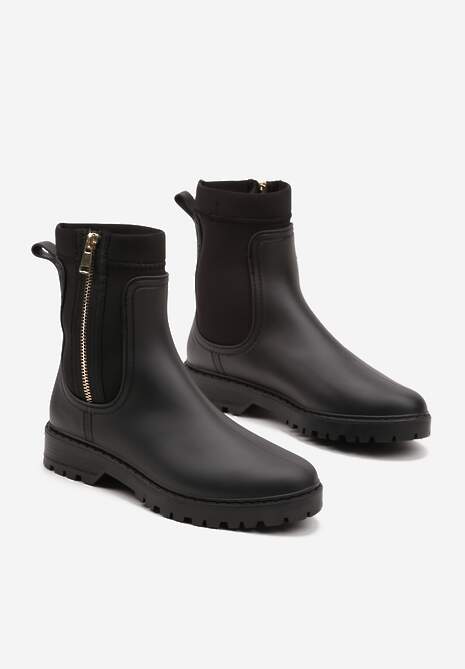 Czarne Kalosze z Elastyczną Cholewką i Suwakiem Seidle
