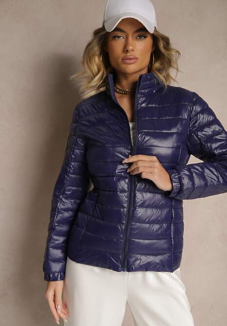 Granatowa Kurtka Pikowana Atia