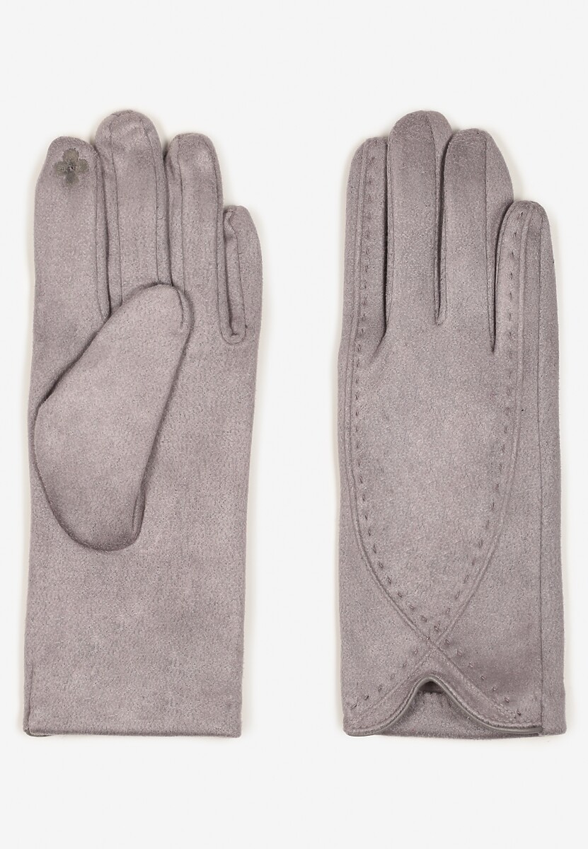 Niebieskie Rękawiczki Zimowe z Bawełną Ozdobione Przeszyciami Delatlina