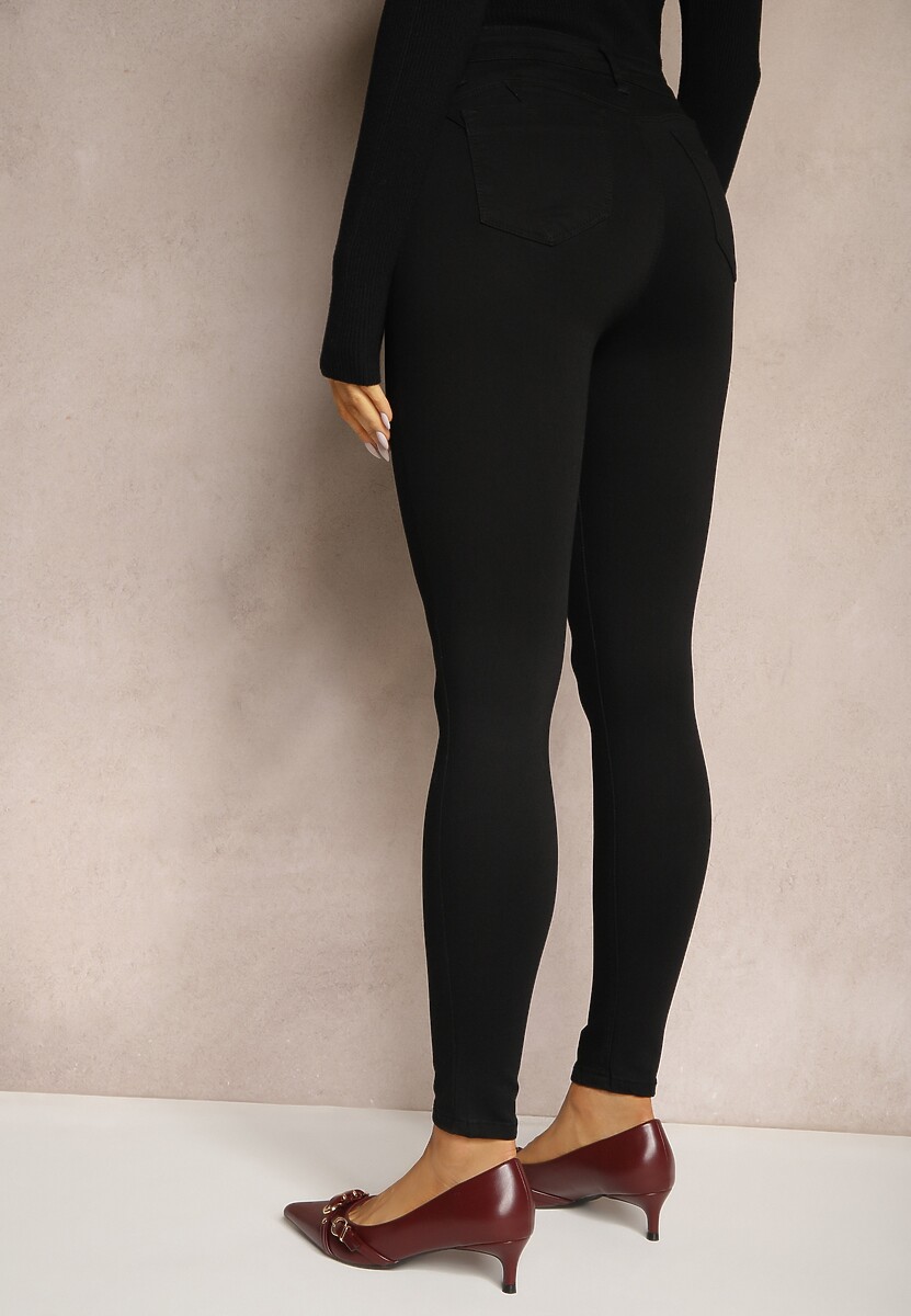 Czarne Jeansy z Bawełną Skinny High Waist Push Up Totanna
