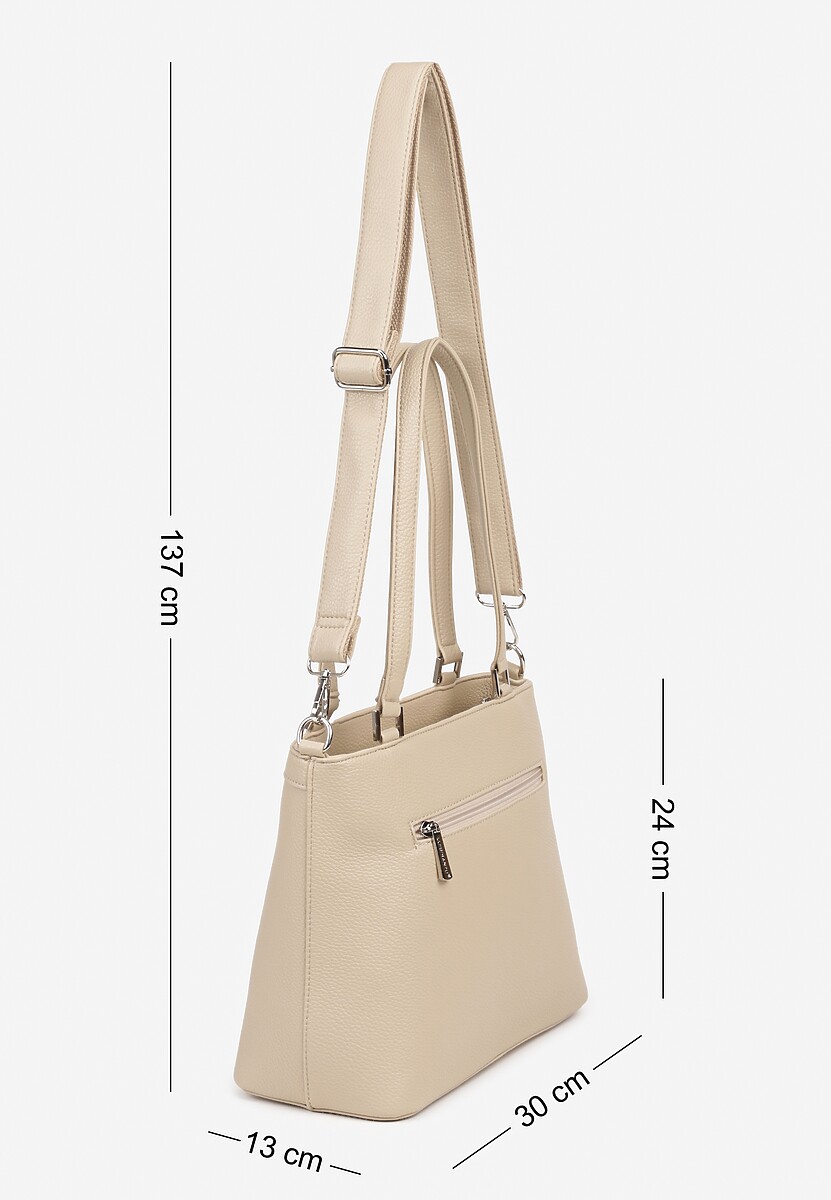 Ciemnobeżowa Torebka Ozdobiona Metalicznym Napisem Nilomena