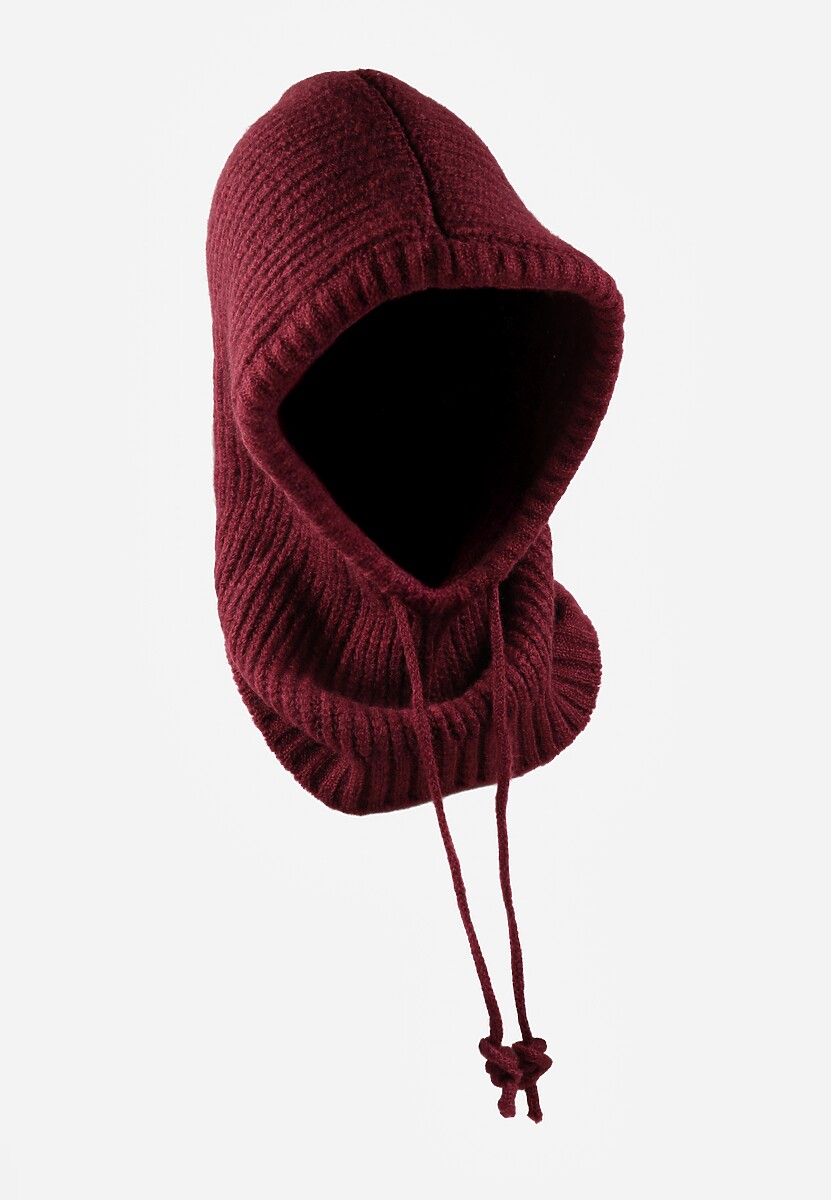 Bordowa Czapka Balaclava z Wełną i Ściągaczami Linobra