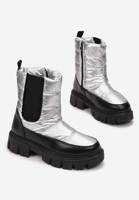 Srebrne Śniegowce Pikowane z Elastyczną Wstawką Erdrigu