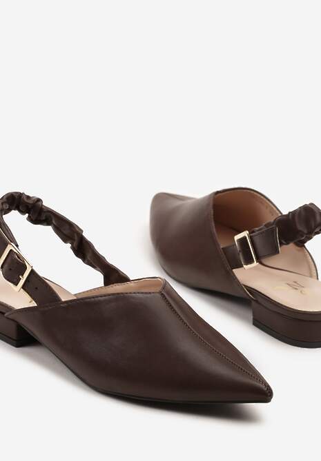 Brązowe Sandały z Noskiem w Szpic z Zapięciem na Sprzączkę Jenadenna