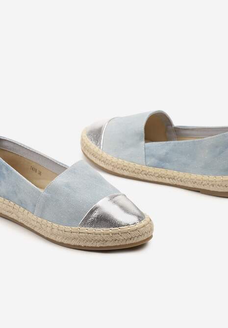 Jasnoniebieskie Espadryle z Ozdobnym Noskiem na Plecionej Podeszwie Effiel