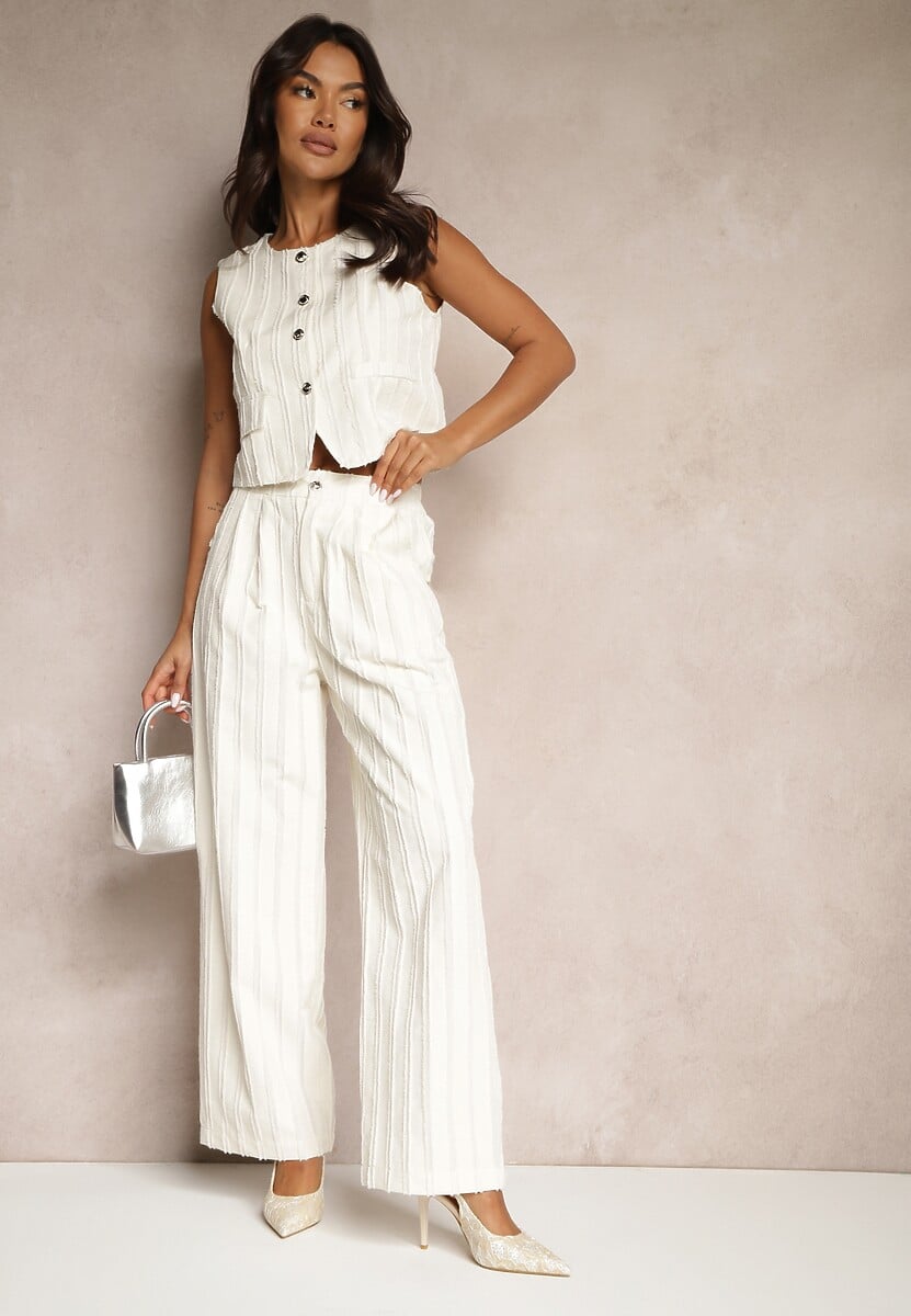 Czarny Komplet Garniturowy Kamizelka i Szerokie Spodnie Danethiel