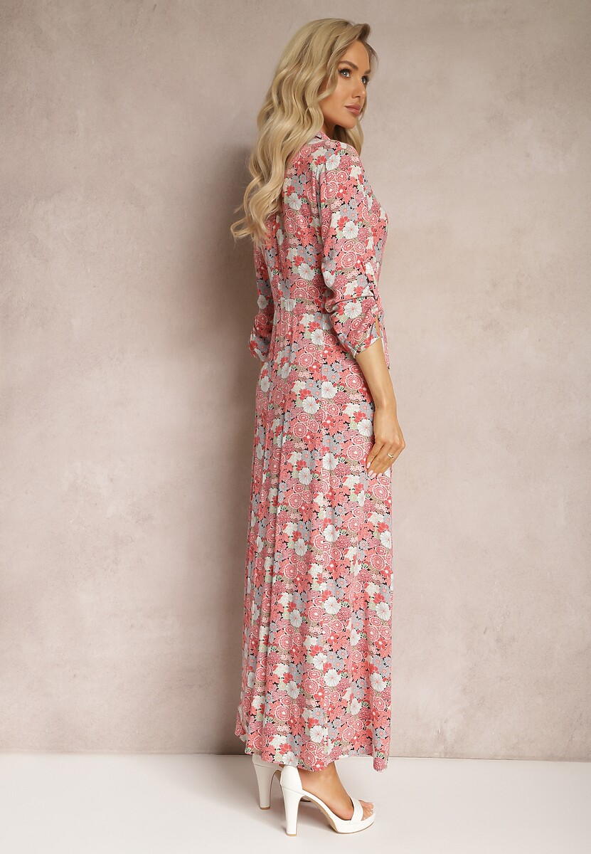 Różowo-Czerwona Sukienka Koszulowa Castorius