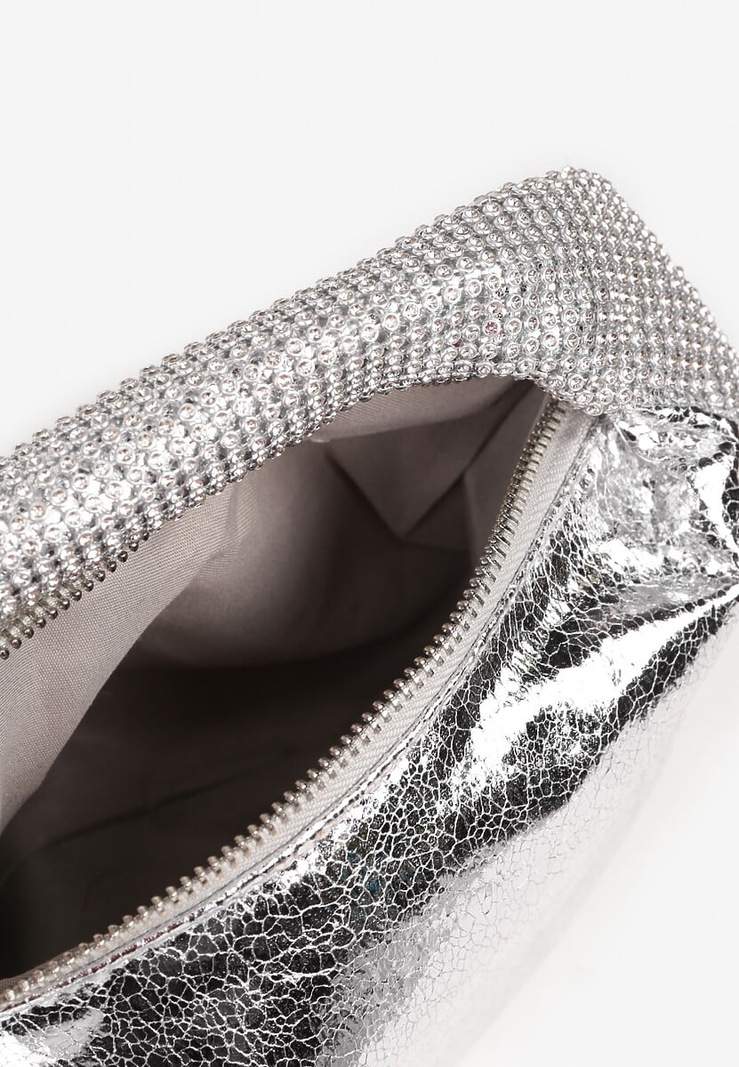 Srebrna Torebka Wieczorowa Vices Ozdobiona Cyrkoniami Dentie