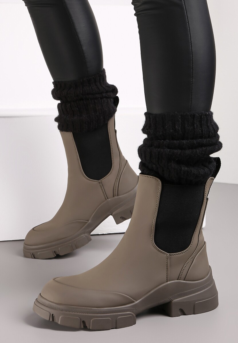 Brązowe Botki Sztyblety Sidde