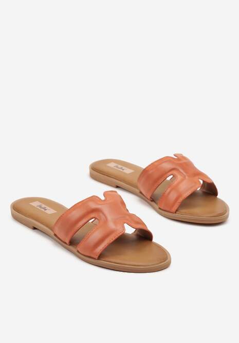 Pomarańczowe Klapki Basic z Wycięciami Varauri