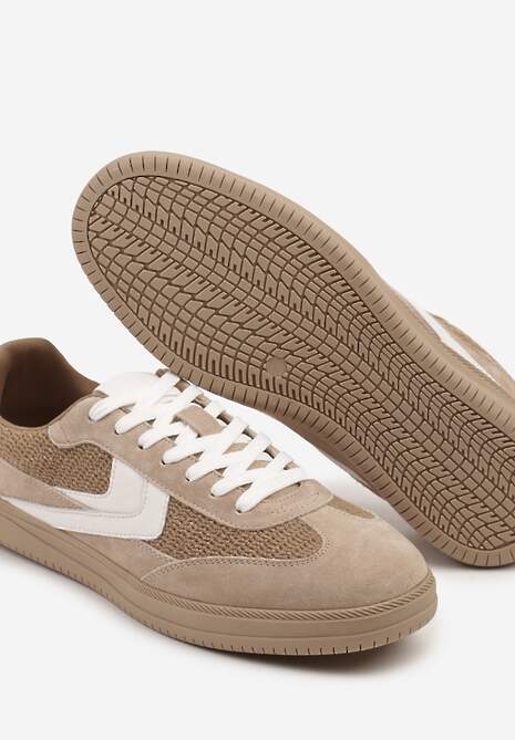 Brązowe Sneakersy ze Skóry Naturalnej w Stylu Kultowych Tenisówek Faloretia