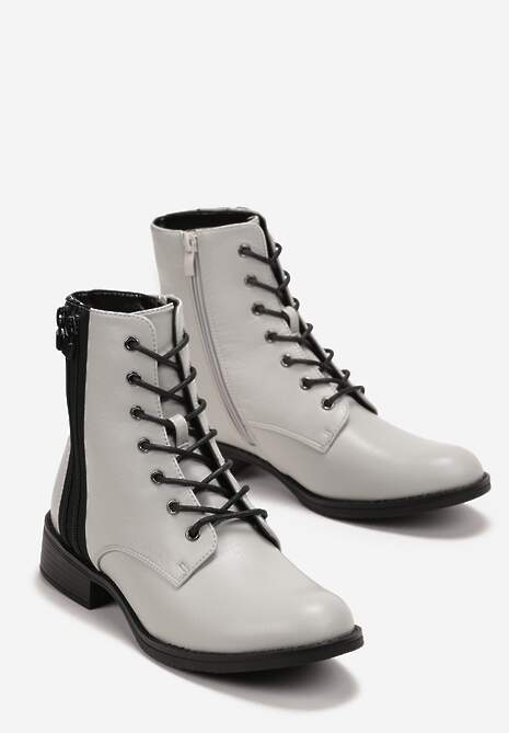 Jasnoszare Botki za Kostkę z Wiązaniem Ovila